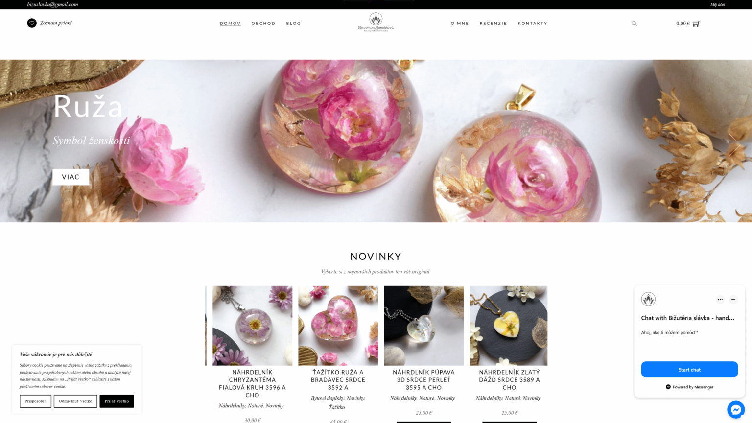 Homepage webu s bižuterií